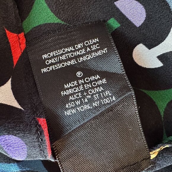 Alice + Olivia Womens XS Top Willa Silk Placket Multicolor Print Button Blouse - Picture 9 of 9